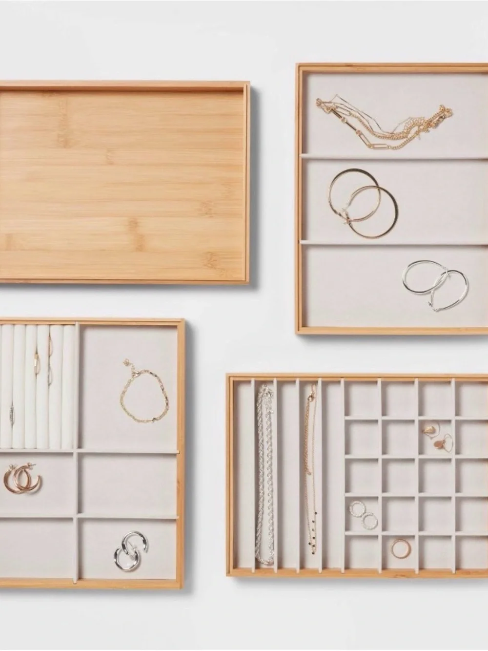 Brightroom Stackable Bamboo Accessory Organizer Set - Natural